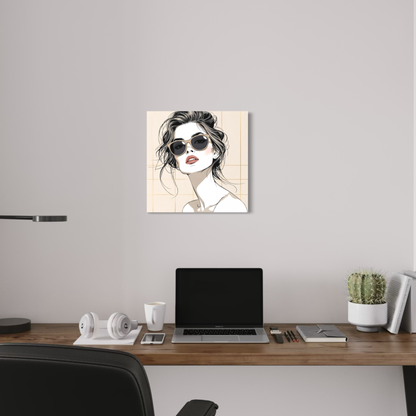 Portrait canvas wall art featuring a LINE STUDY P1 design in 16x16 inches by LunarHeartCo, displayed on a modern wall.