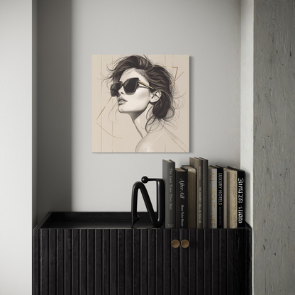 LunarHeartCo LINE STUDY P4 portrait canvas wall art, 16x16 inches, featuring abstract line art on a neutral background.