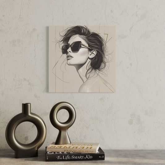 LunarHeartCo LINE STUDY P4 portrait wall art canvas, 16x16 inches, featuring abstract line drawing on a neutral background.