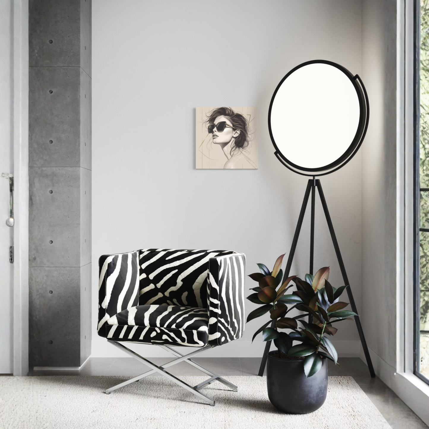 LunarHeartCo LINE STUDY P4 portrait canvas wall art, 16x16 inches, featuring abstract line drawing on a neutral background.