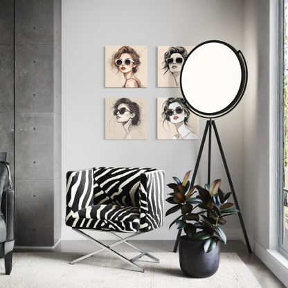 LunarHeartCo LINE STUDY P3 portrait canvas wall art, 16x16 inches, featuring abstract line design on textured canvas.