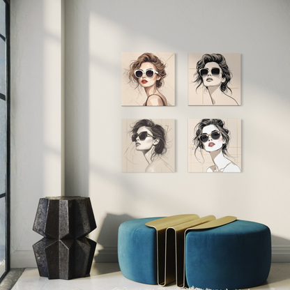 LunarHeartCo LINE STUDY P1 portrait canvas wall art, 16x16 inches, featuring abstract line design on textured canvas surface.