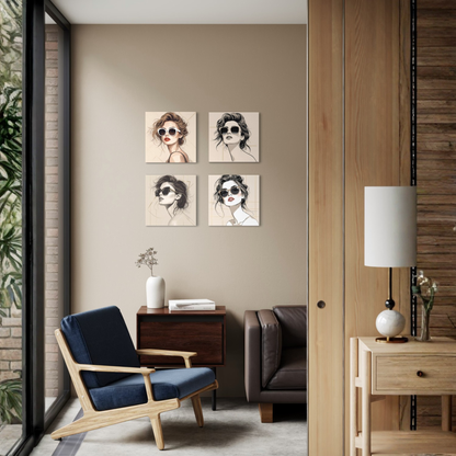 LunarHeartCo LINE STUDY P2 portrait canvas wall art, 16x16 inches, showcasing minimalist black and white line art on textured surface.