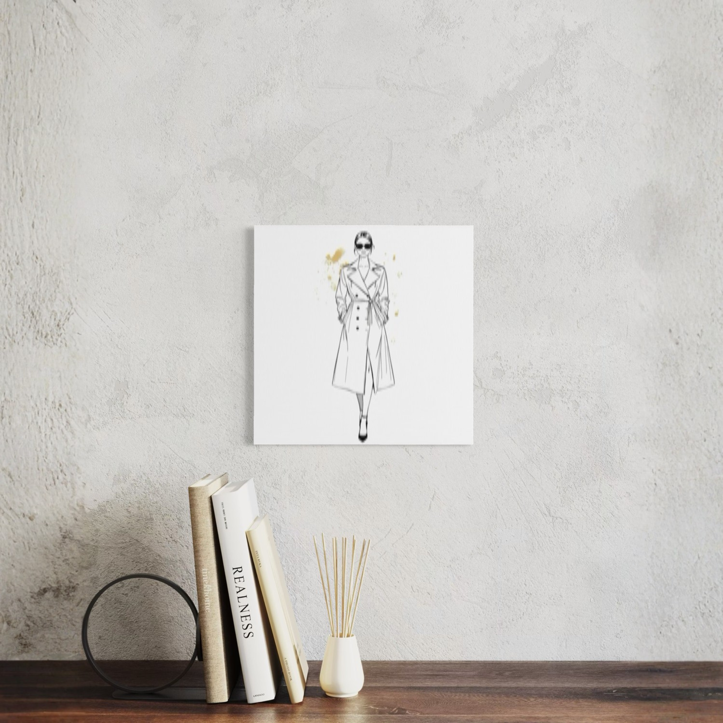 LunarHeartCo LINE STUDY III wall art canvas featuring a 16x16 inch abstract figure design for modern home decor