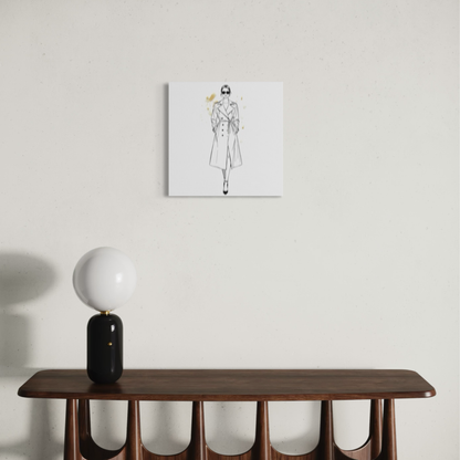 LunarHeartCo LINE STUDY III figure canvas wall art, 16x16 inches, featuring abstract line design on textured surface.