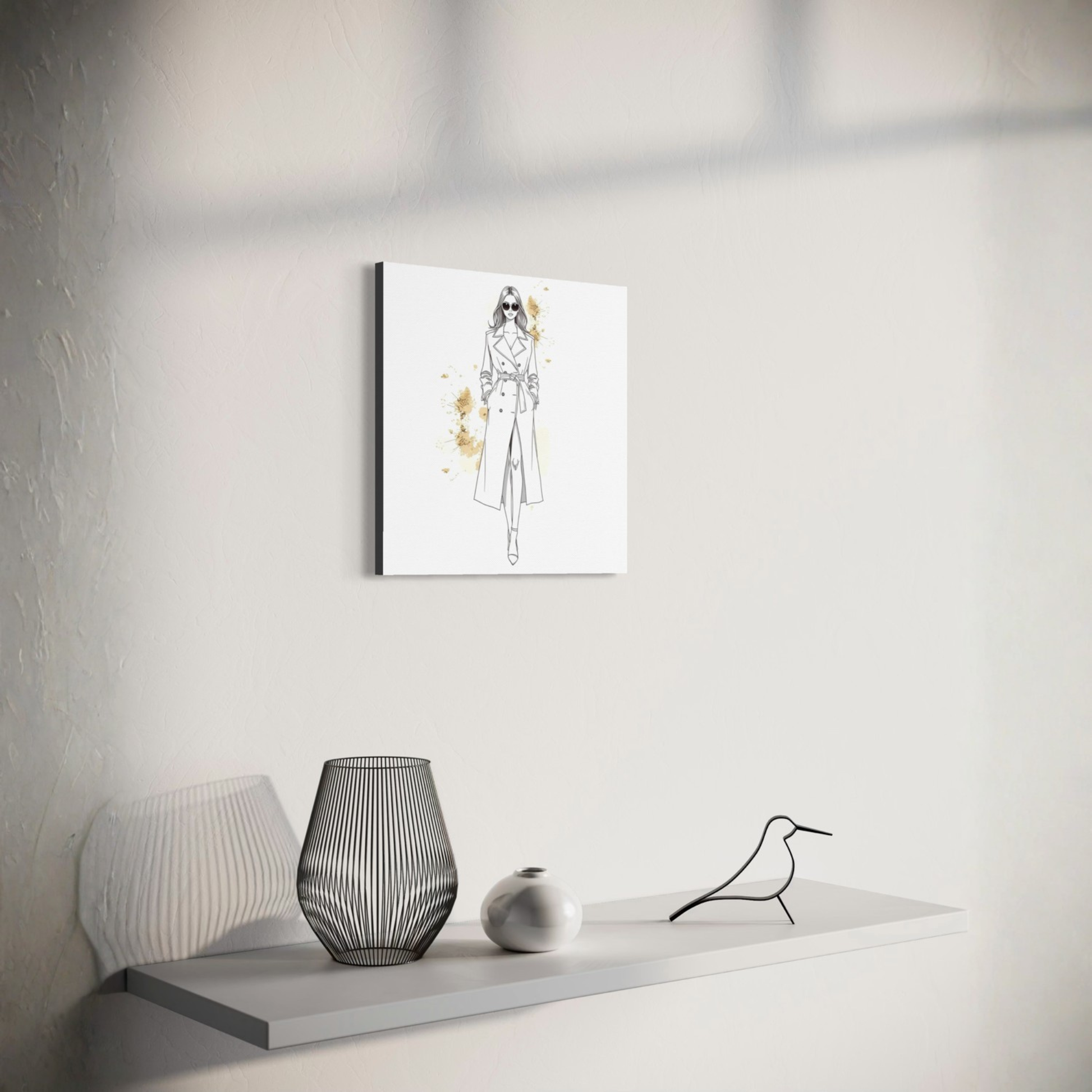 LunarHeartCo LINE STUDY II figure canvas wall art, 16x16 inches, featuring abstract geometric design on a neutral background.