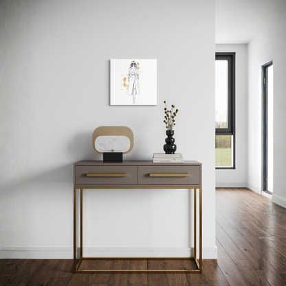 LunarHeartCo LINE STUDY II figure canvas wall art, 16x16 inches, featuring abstract line drawings on a neutral background.