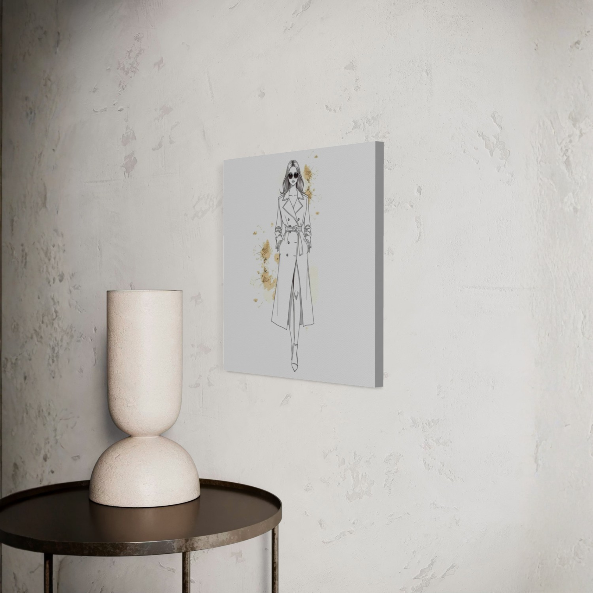 LunarHeartCo LINE STUDY II figure canvas wall art, 16x16 inches, featuring abstract line design on a neutral background.