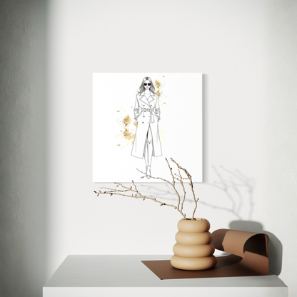 LunarHeartCo LINE STUDY II figure canvas wall art, 16x16 inches, featuring abstract line design on a neutral background.