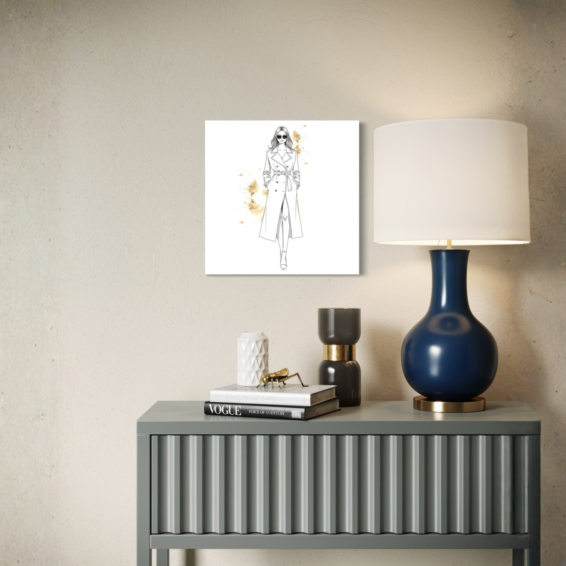 LunarHeartCo LINE STUDY II figure canvas wall art, 16x16 inches, featuring abstract line drawing on textured surface.