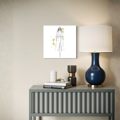 LunarHeartCo LINE STUDY II figure canvas wall art, 16x16 inches, featuring abstract line drawing on textured surface.