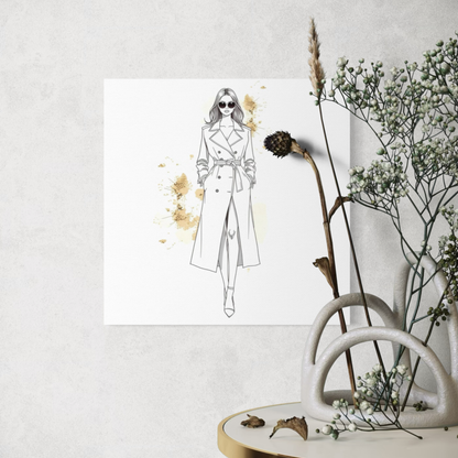 LunarHeartCo LINE STUDY II figure canvas wall art, 16x16 inches, featuring abstract line design on a neutral background.