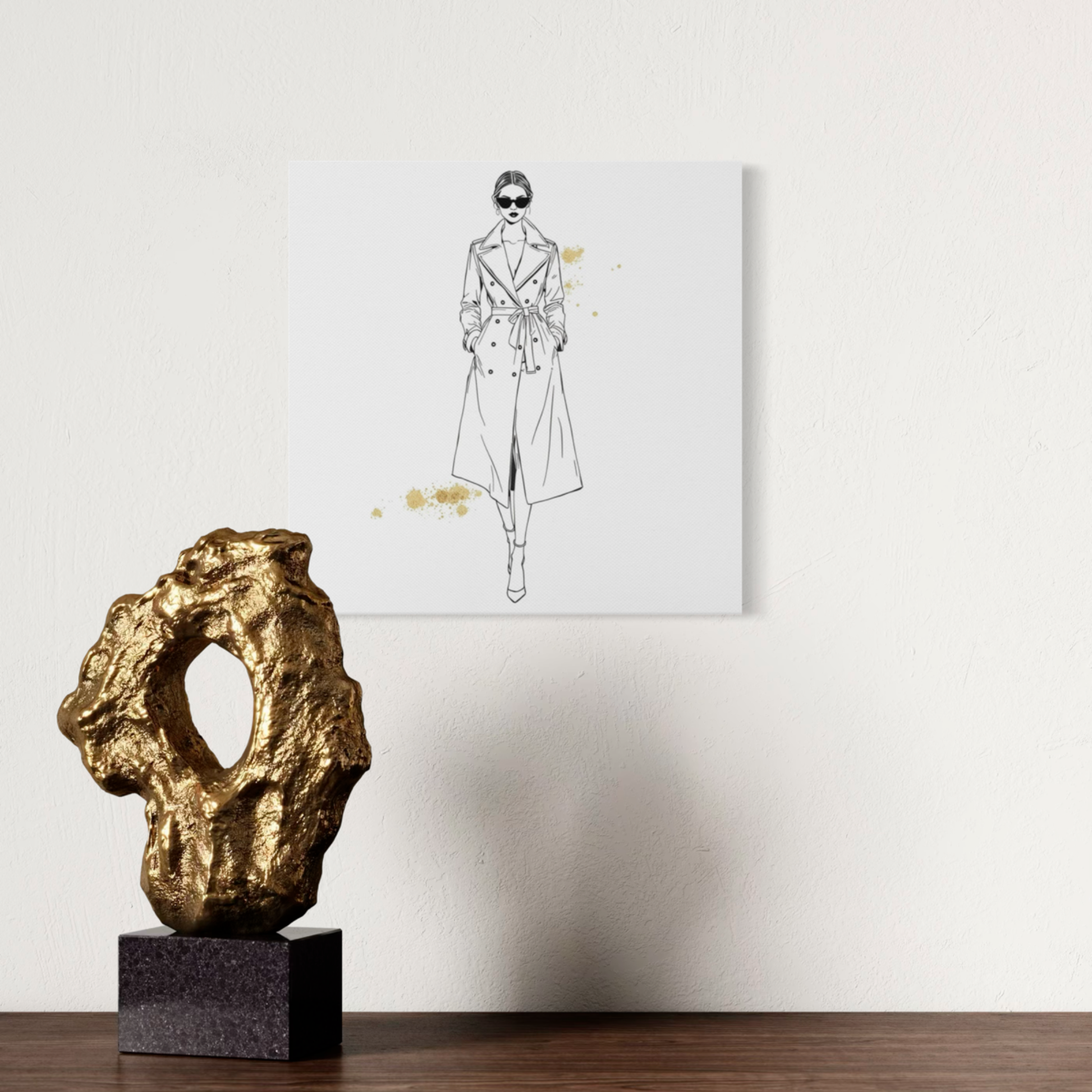 LunarHeartCo LINE STUDY IV figure canvas wall art, 16x16 inches, featuring abstract line drawings on a neutral background.