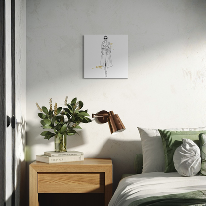 LunarHeartCo LINE STUDY IV figure canvas wall art, 16x16 inches, featuring abstract line art on a neutral background.