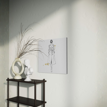 LunarHeartCo LINE STUDY IV figure canvas wall art, 16x16 inches, featuring abstract geometric design on a textured surface.