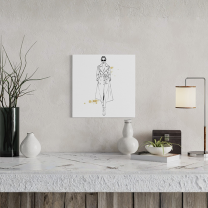LunarHeartCo LINE STUDY IV figure canvas wall art, 16x16 inches, featuring abstract line drawing on textured surface.