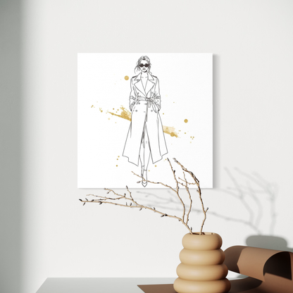 LunarHeartCo LINE STUDY I figure canvas wall art, 16x16 inches, featuring abstract line art on a neutral background.