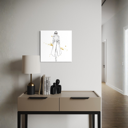 LunarHeartCo LINE STUDY I figure canvas wall art, 16x16 inches, featuring abstract line art on a neutral background.