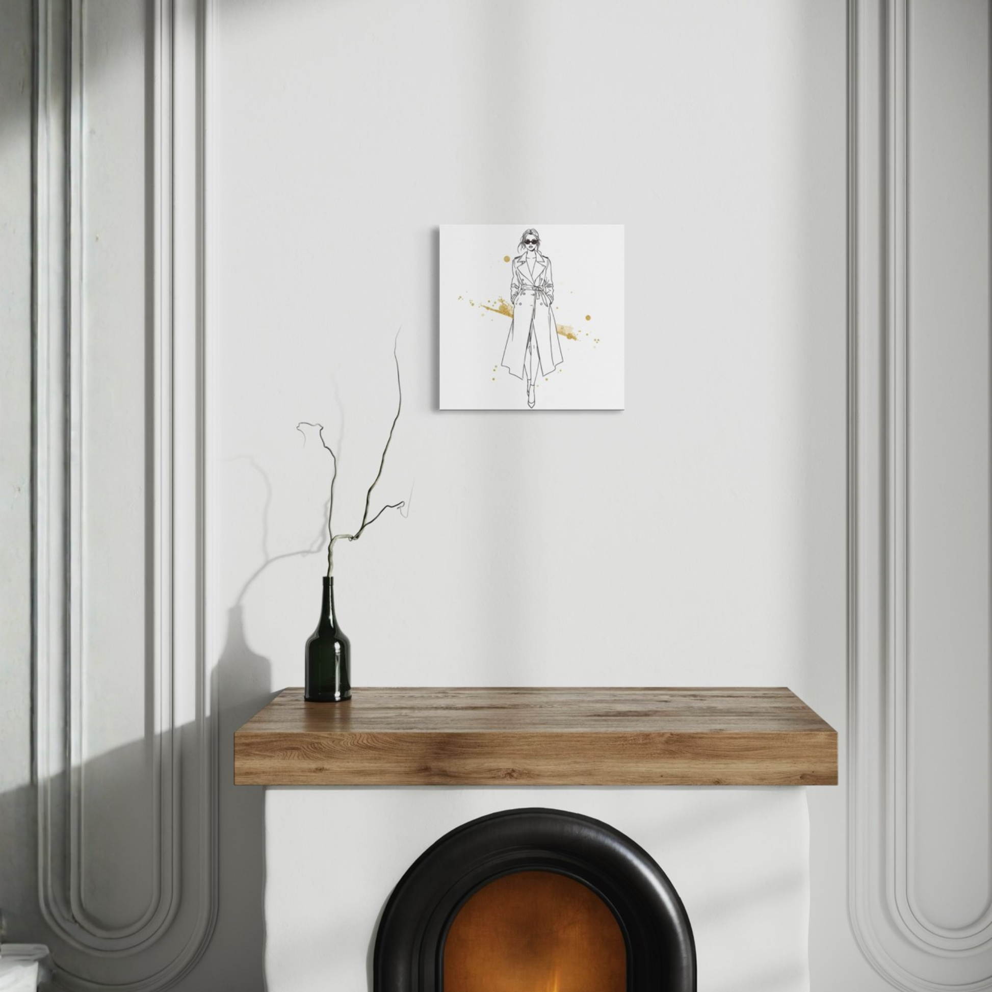 LunarHeartCo LINE STUDY I figure canvas wall art, 16x16 inches, featuring abstract line design on a neutral background.