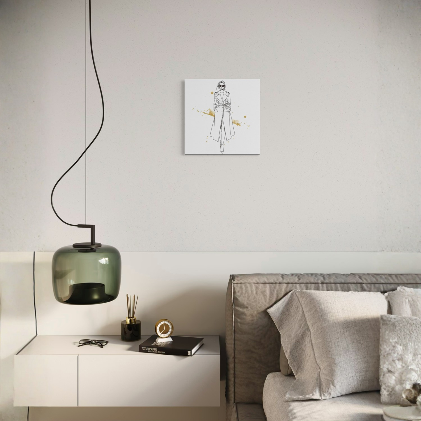 LunarHeartCo LINE STUDY I figure canvas wall art, 16x16 inches, abstract black and white line drawing on textured canvas.