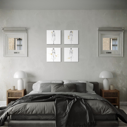 LunarHeartCo LINE STUDY III figure canvas wall art, 16x16 inches, featuring abstract line design on a neutral background.