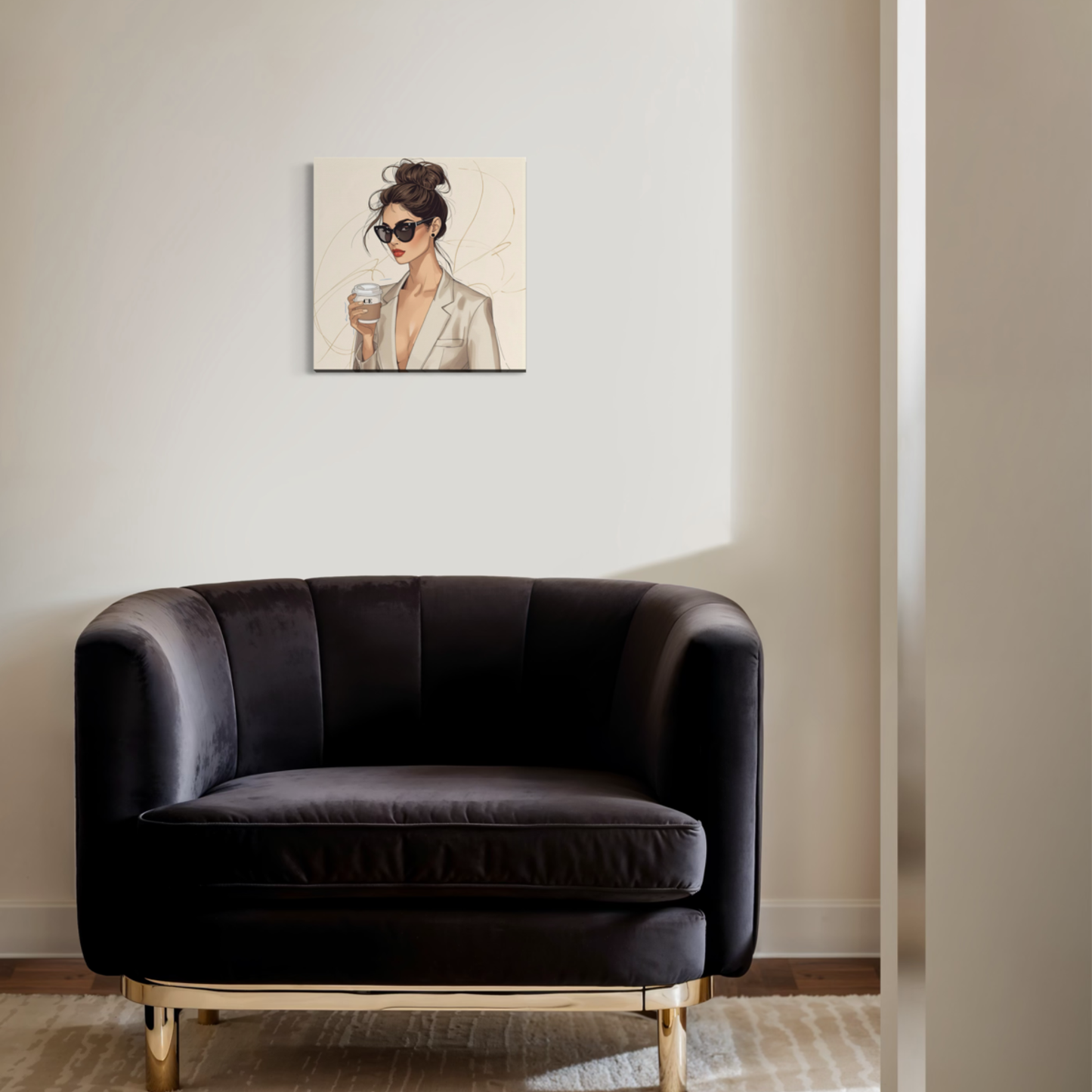 LunarHeartCo LINE STUDY M4 resolution canvas wall art, 16x16 inches, featuring abstract geometric design on a neutral background.
