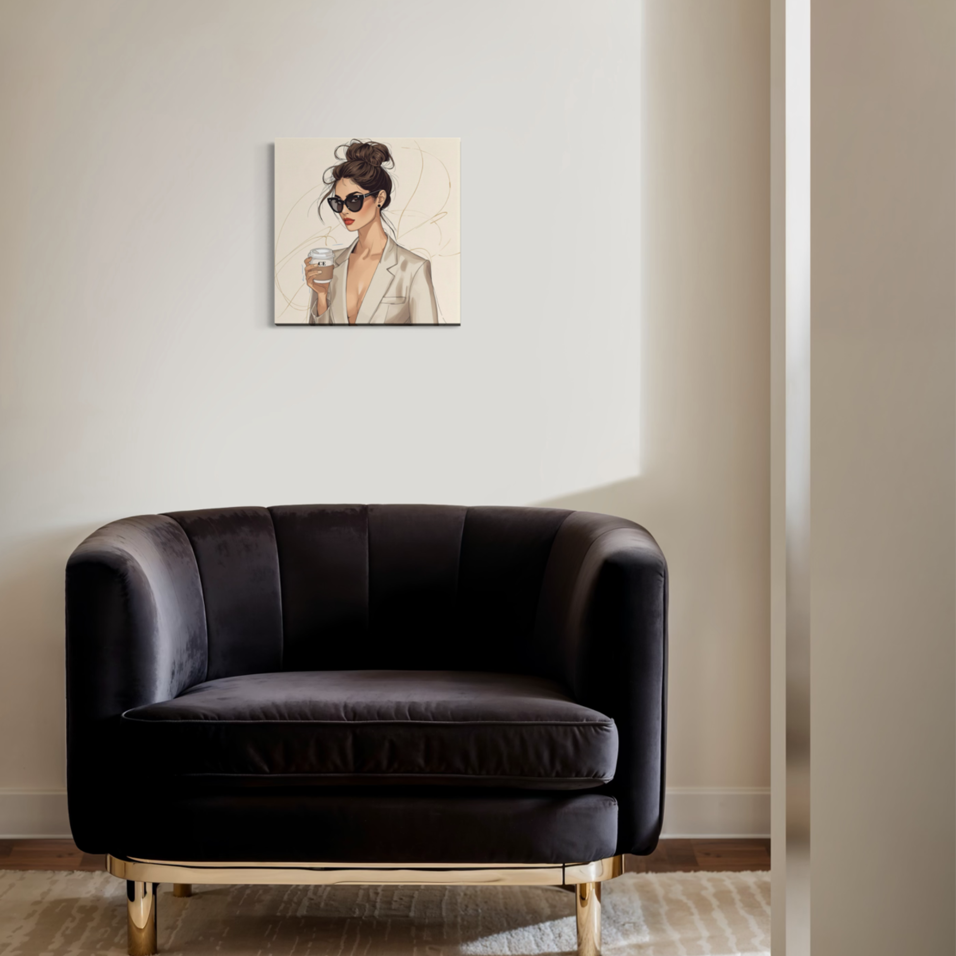 LunarHeartCo LINE STUDY M4 resolution canvas wall art, 16x16 inches, featuring abstract geometric design on a neutral background.