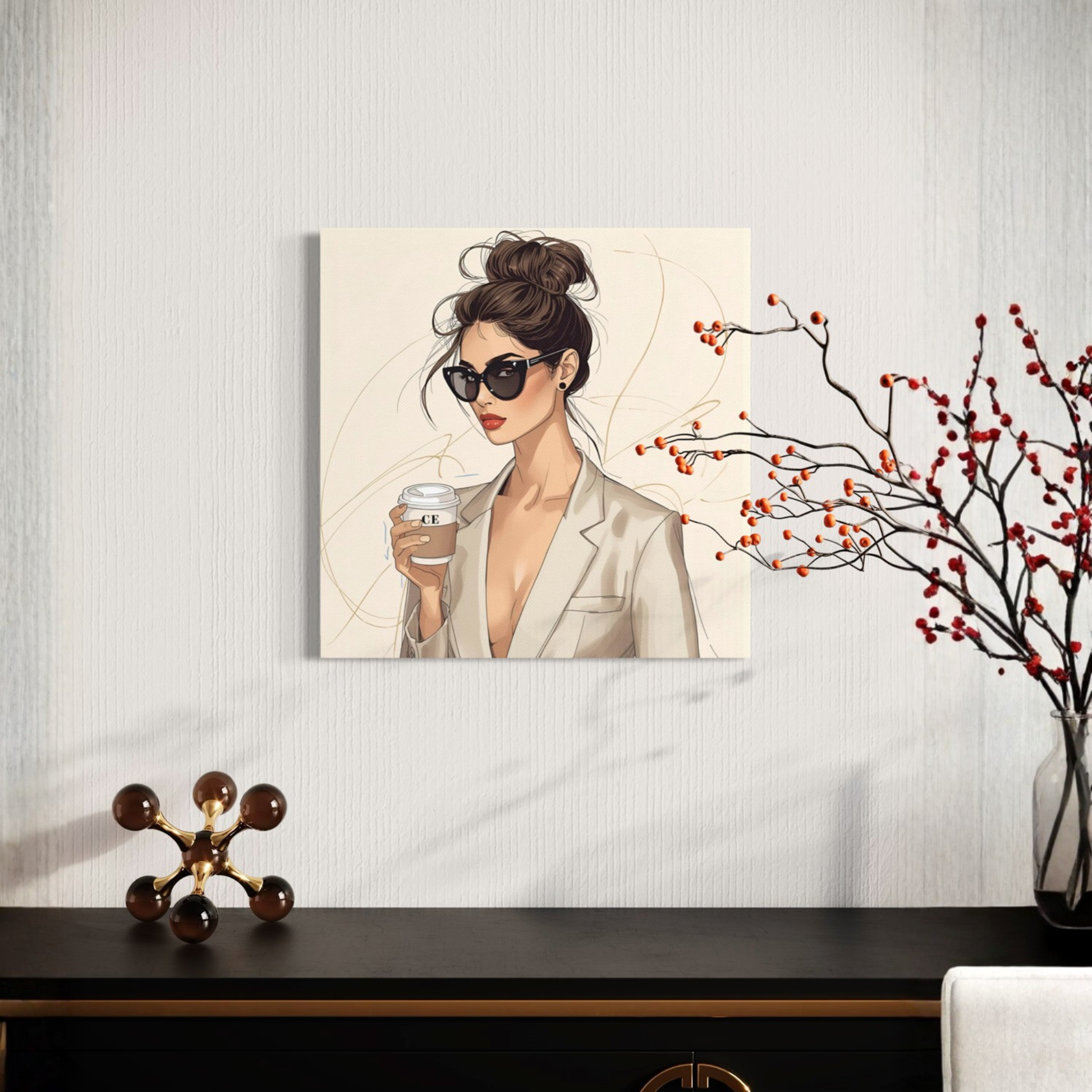 LunarHeartCo LINE STUDY M4 resolution canvas wall art in 16x16 inches, featuring abstract, modern design with vibrant colors.