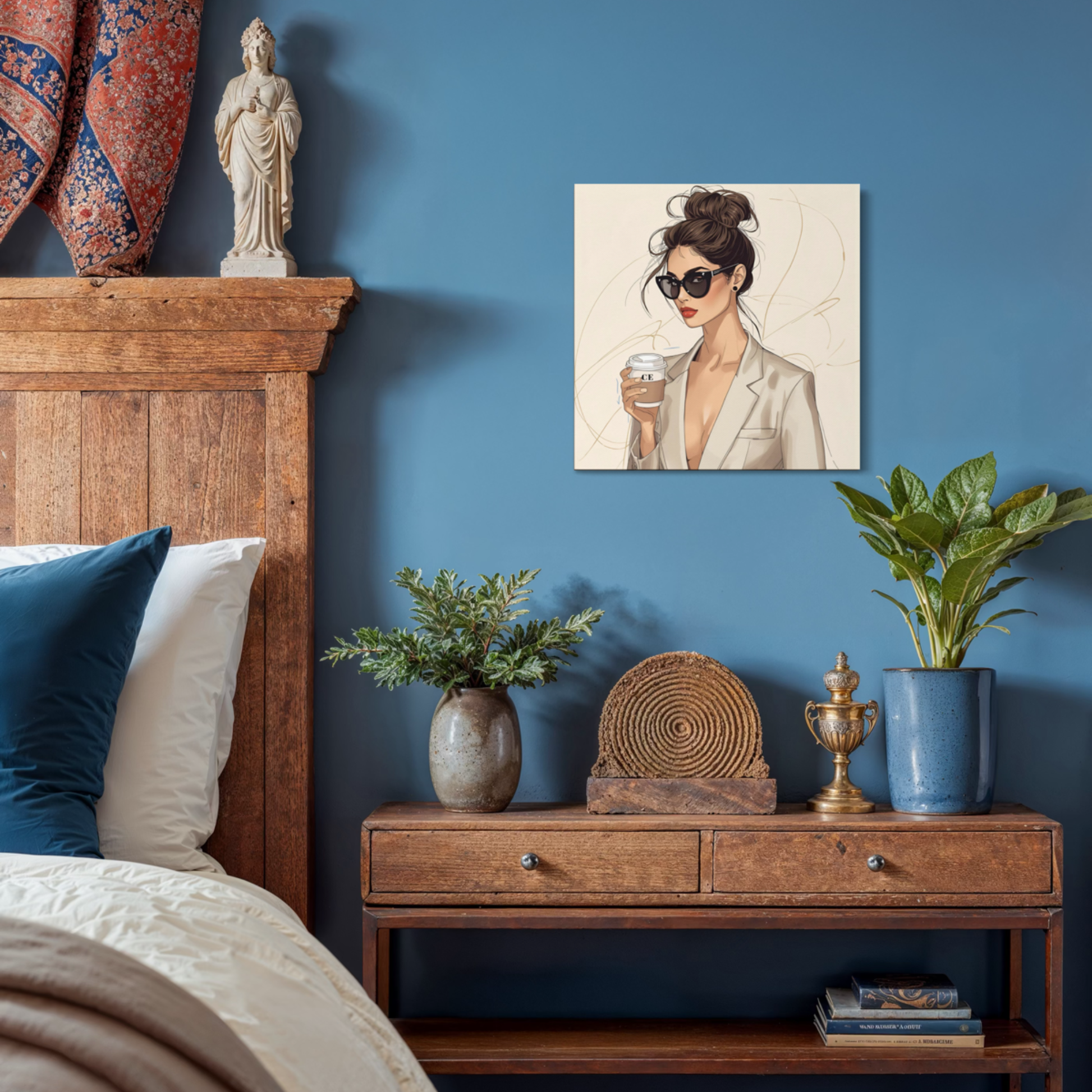 LunarHeartCo LINE STUDY M4 wall art canvas, 16x16 inches, featuring abstract resolution design on a wall.