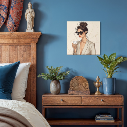 LunarHeartCo LINE STUDY M4 wall art canvas, 16x16 inches, featuring abstract resolution design on a wall.