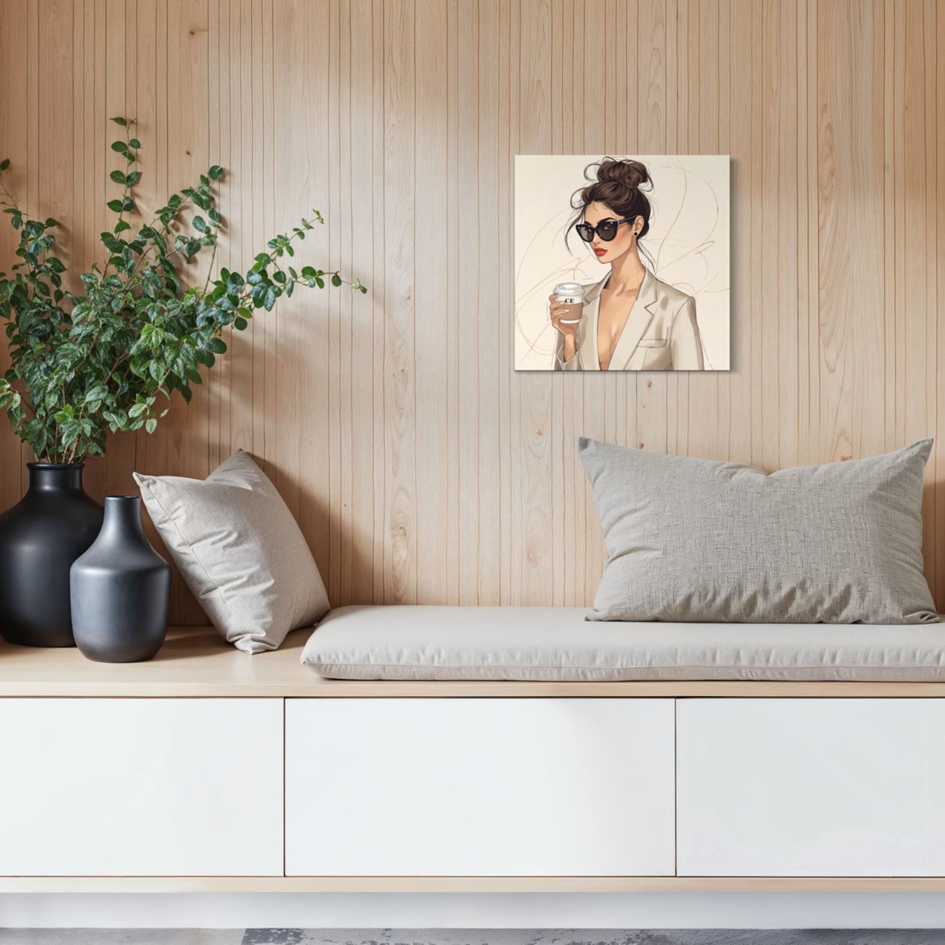 LunarHeartCo LINE STUDY M4 Resolution Canvas wall art, 16x16 inches, featuring abstract geometric design on textured canvas surface