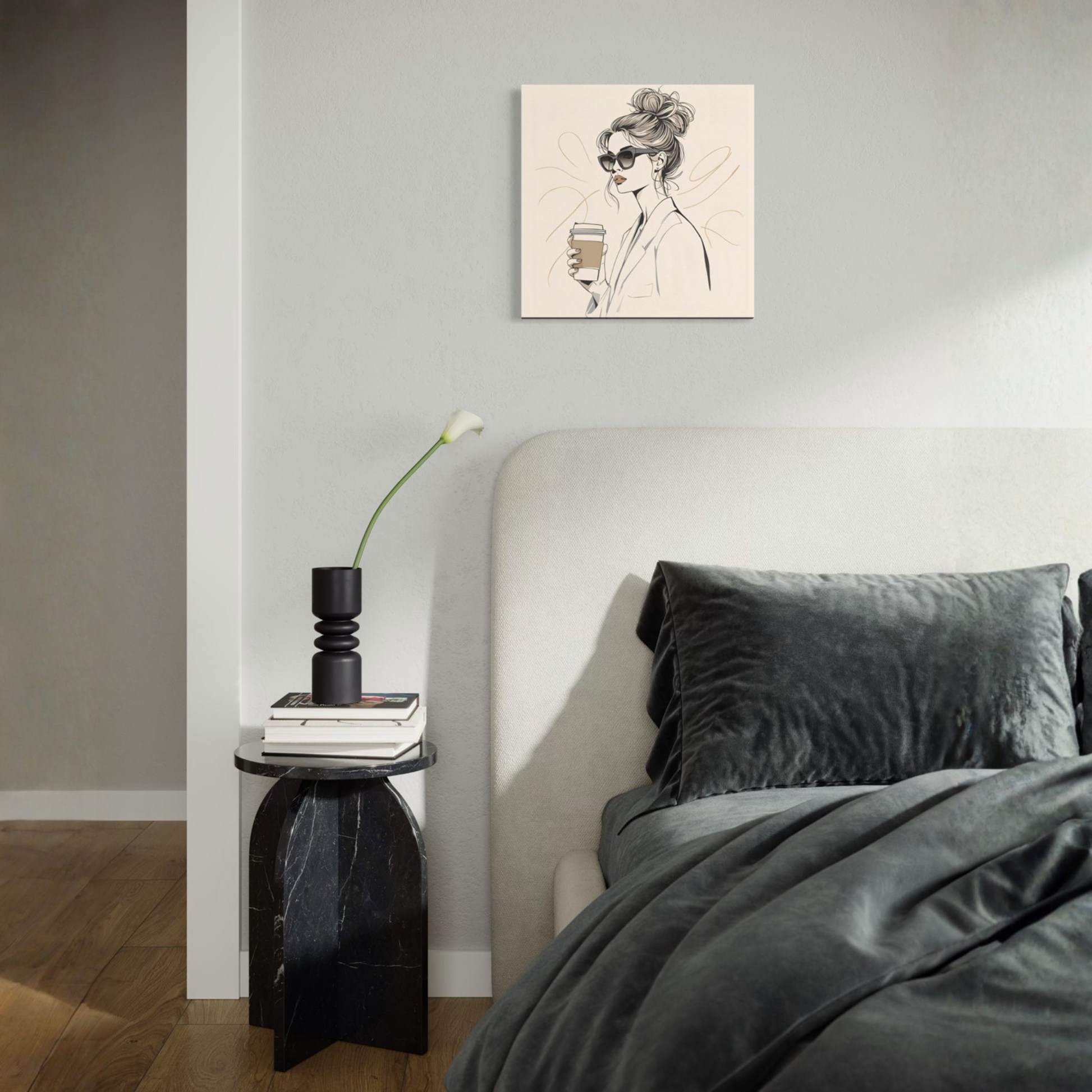 LunarHeartCo LINE STUDY M2 Moment Canvas wall art, 16x16 inches, featuring abstract geometric design on a white background.