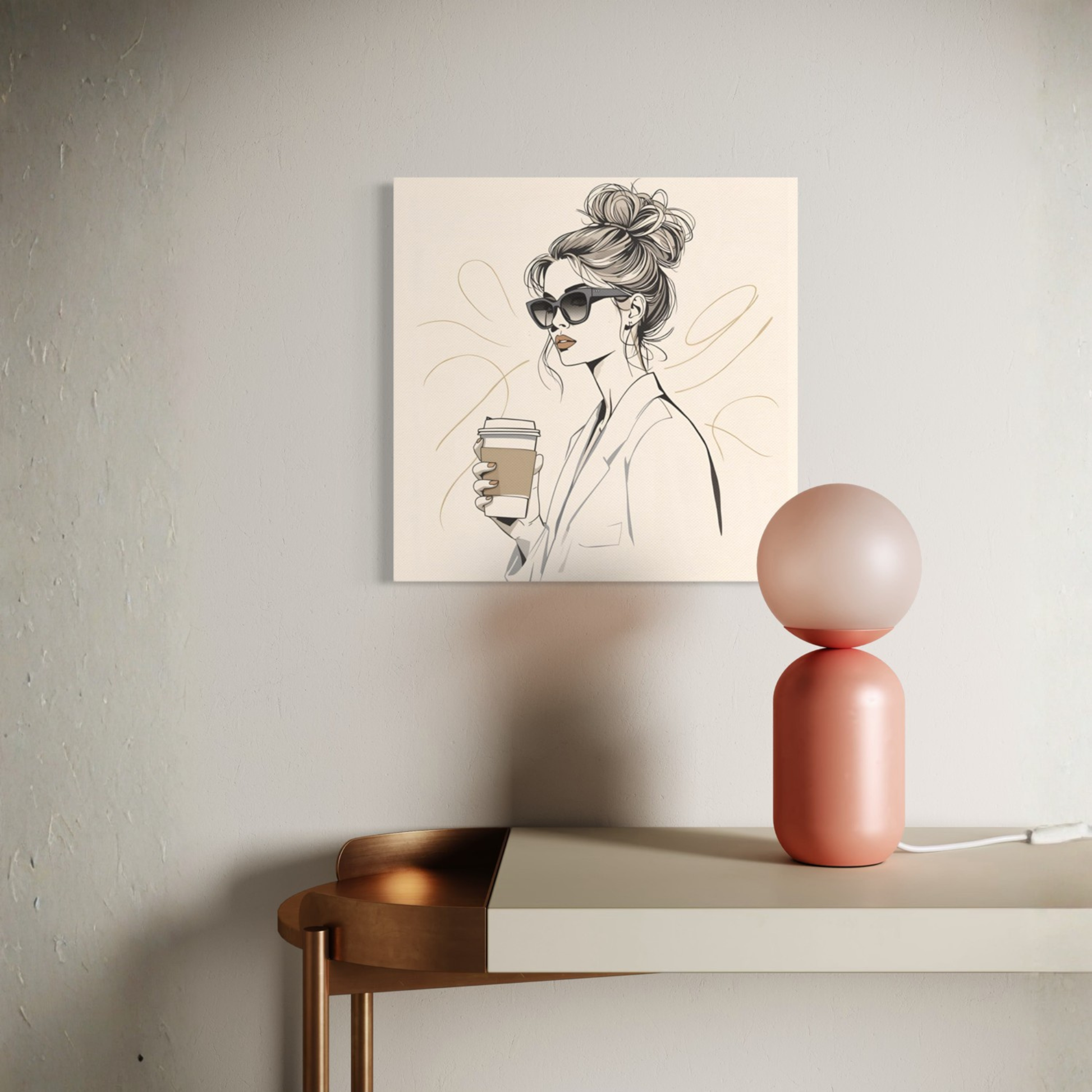LunarHeartCo LINE STUDY M2 Moment Canvas wall art, 16x16 inches, featuring modern abstract design on a framed canvas.