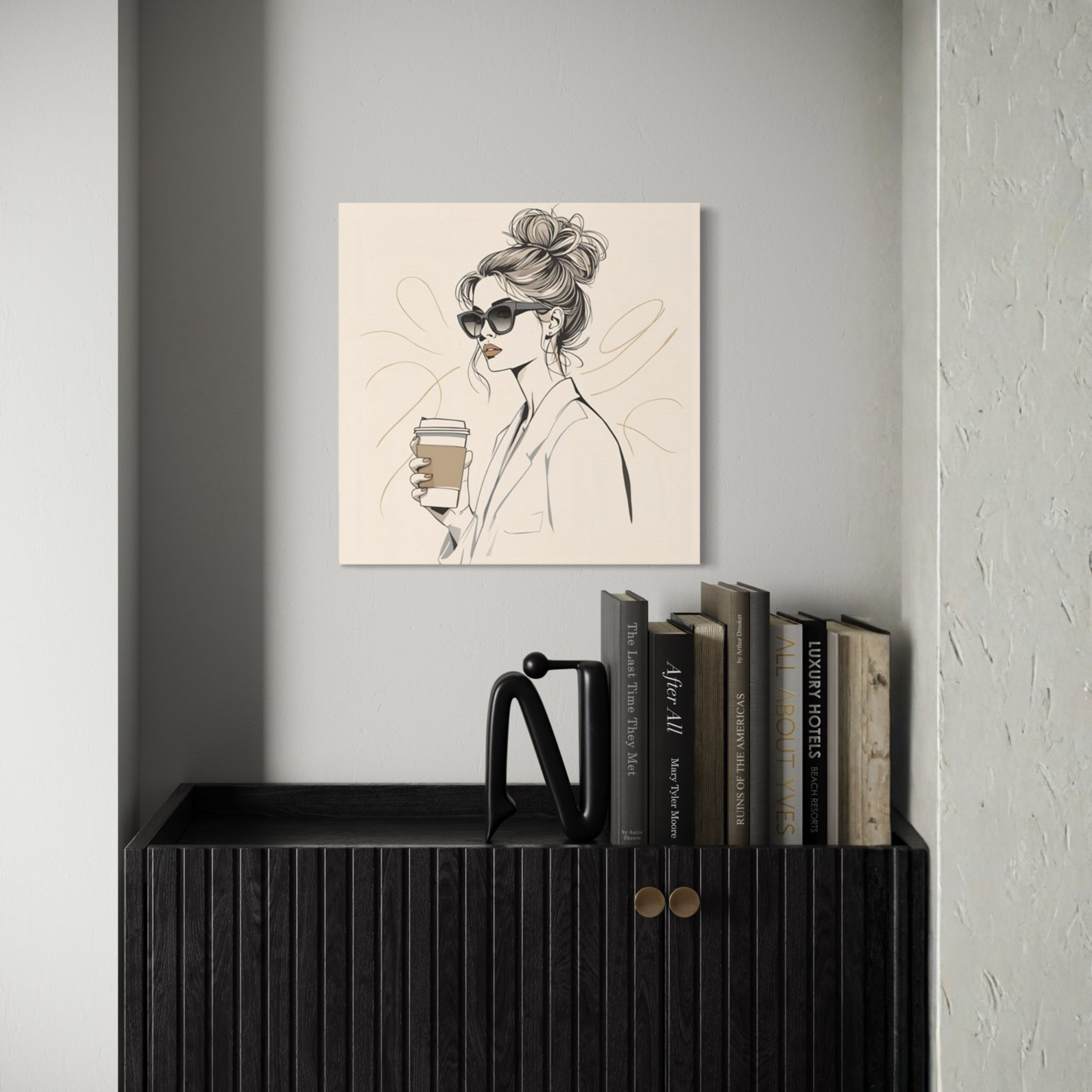 LunarHeartCo LINE STUDY M2 Moment Canvas wall art, 16x16 inches, featuring abstract line study design on a canvas.