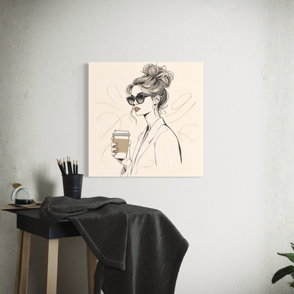 LunarHeartCo LINE STUDY M2 Moment Canvas wall art, 16x16 inches, featuring abstract black and white line design on canvas.