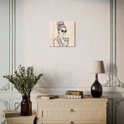 LunarHeartCo LINE STUDY M3 structure canvas wall art, 16x16 inches, featuring modern geometric design on textured surface.