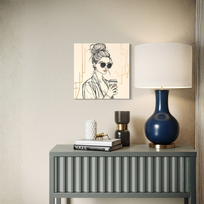LunarHeartCo LINE STUDY M3 structure canvas wall art, 16x16 inches, featuring geometric design on textured canvas.