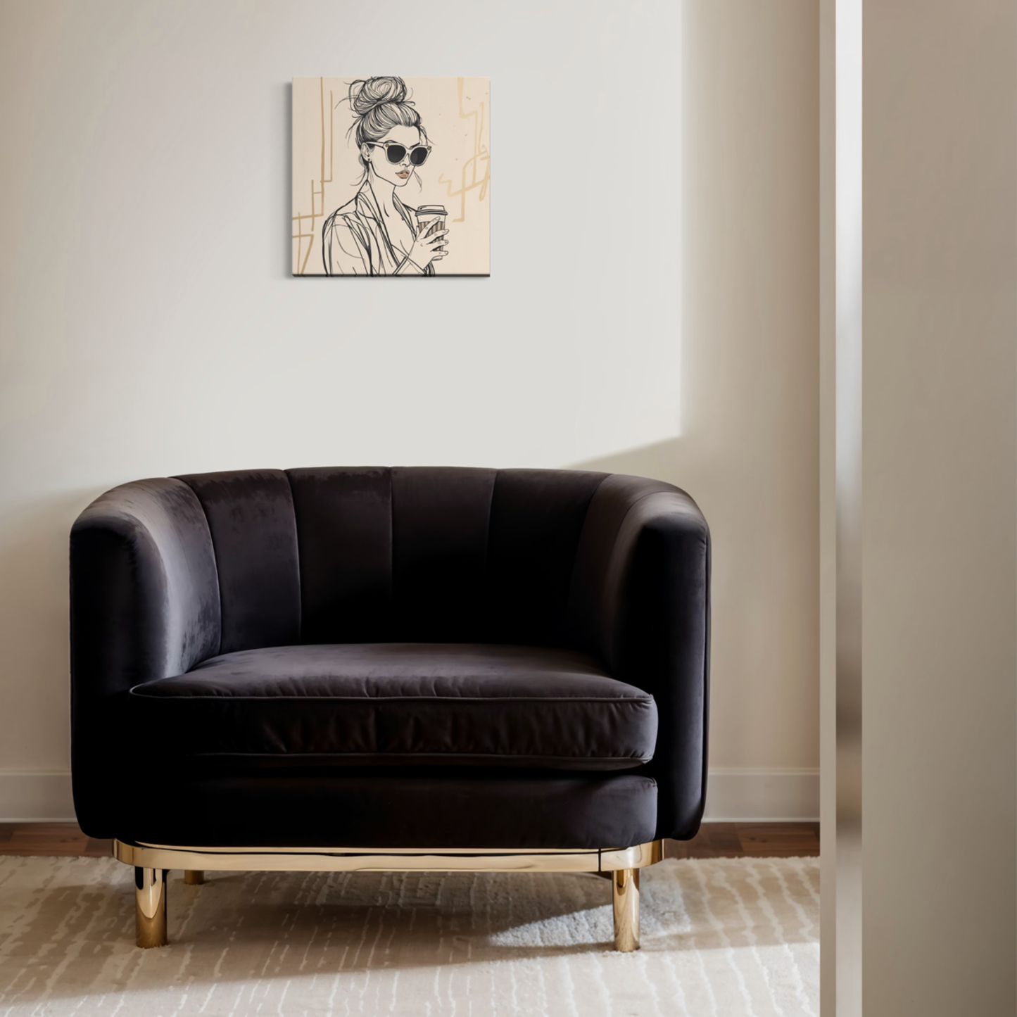 LunarHeartCo LINE STUDY M3 structure canvas wall art, 16x16 inches, featuring modern abstract design on textured surface.