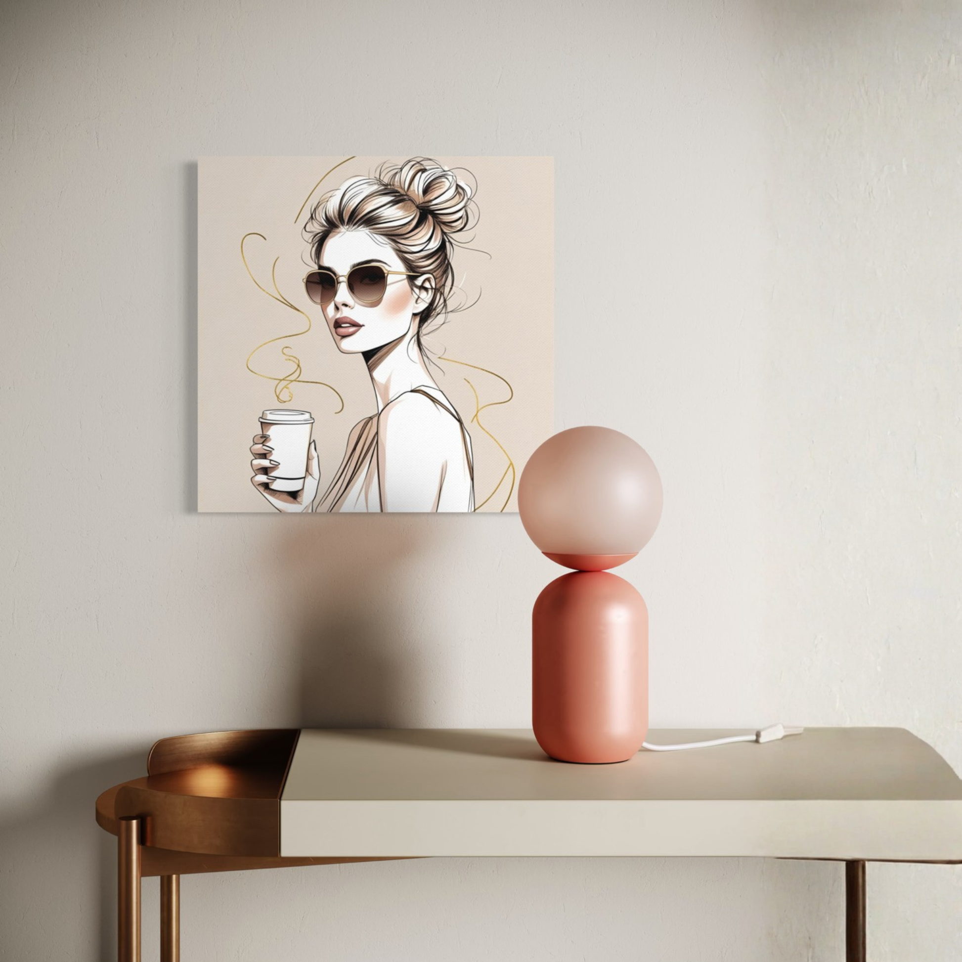 LunarHeartCo LINE STUDY M1 Moment Canvas wall art, 16x16 inches, featuring abstract line design on a framed canvas.