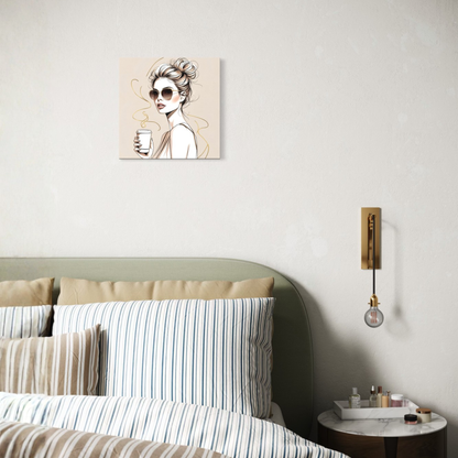 LunarHeartCo LINE STUDY M1 Moment Canvas wall art, 16x16 inches, featuring abstract line design on a textured canvas surface.