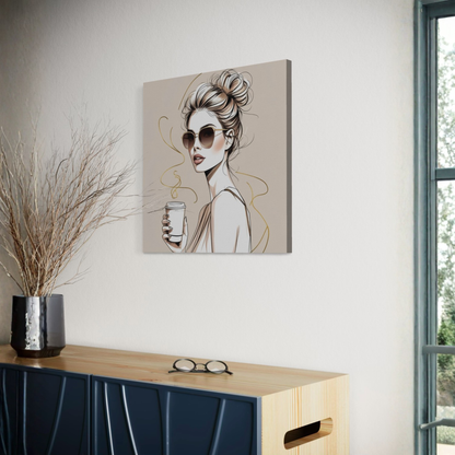 LunarHeartCo Line Study M1 Moment Canvas wall art, 16x16 inches, featuring minimalist black line design on a white background.