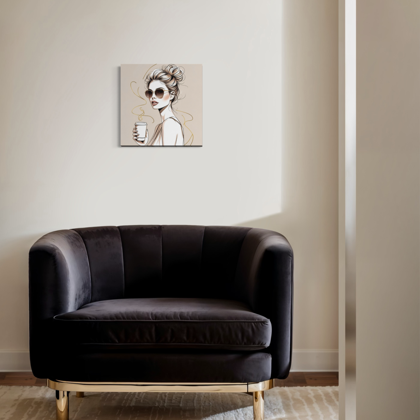LunarHeartCo LINE STUDY M1 Moment Canvas wall art, 16x16 inches, featuring abstract minimalist design for modern home decor.