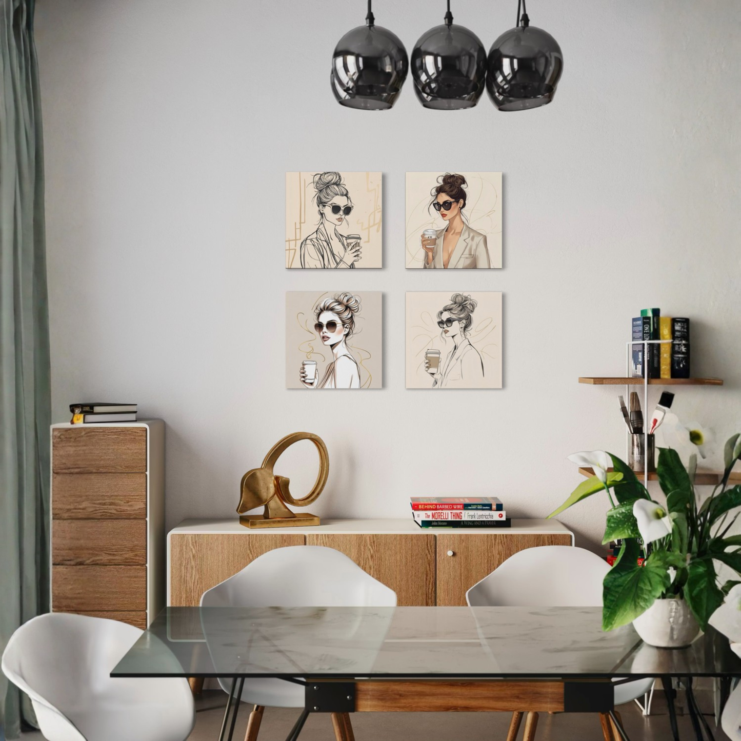 LunarHeartCo LINE STUDY M2 Moment Canvas wall art, 16x16 inches, featuring abstract line design on textured canvas.