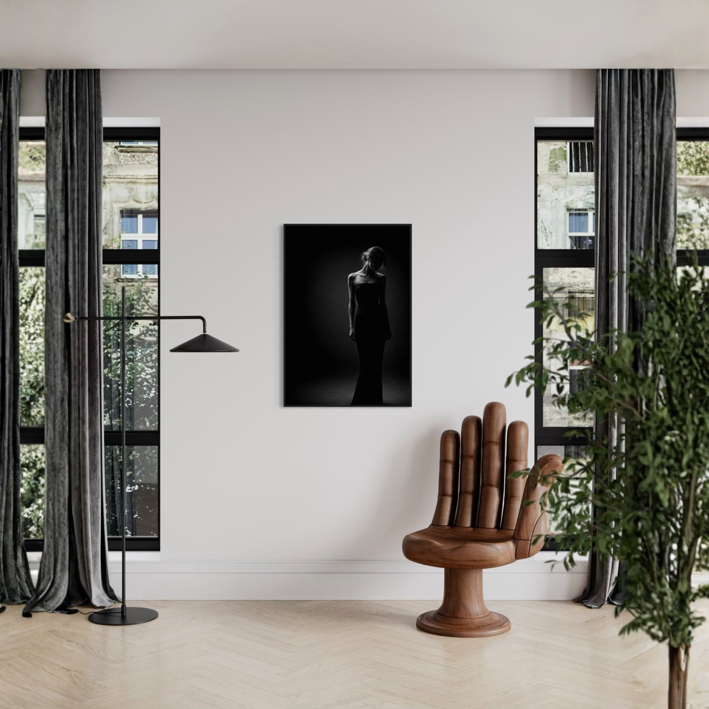 Framed editorial fine art print "Muse I — Presence" by LunarHeartCo, showcasing abstract, artistic wall art with vibrant colors.