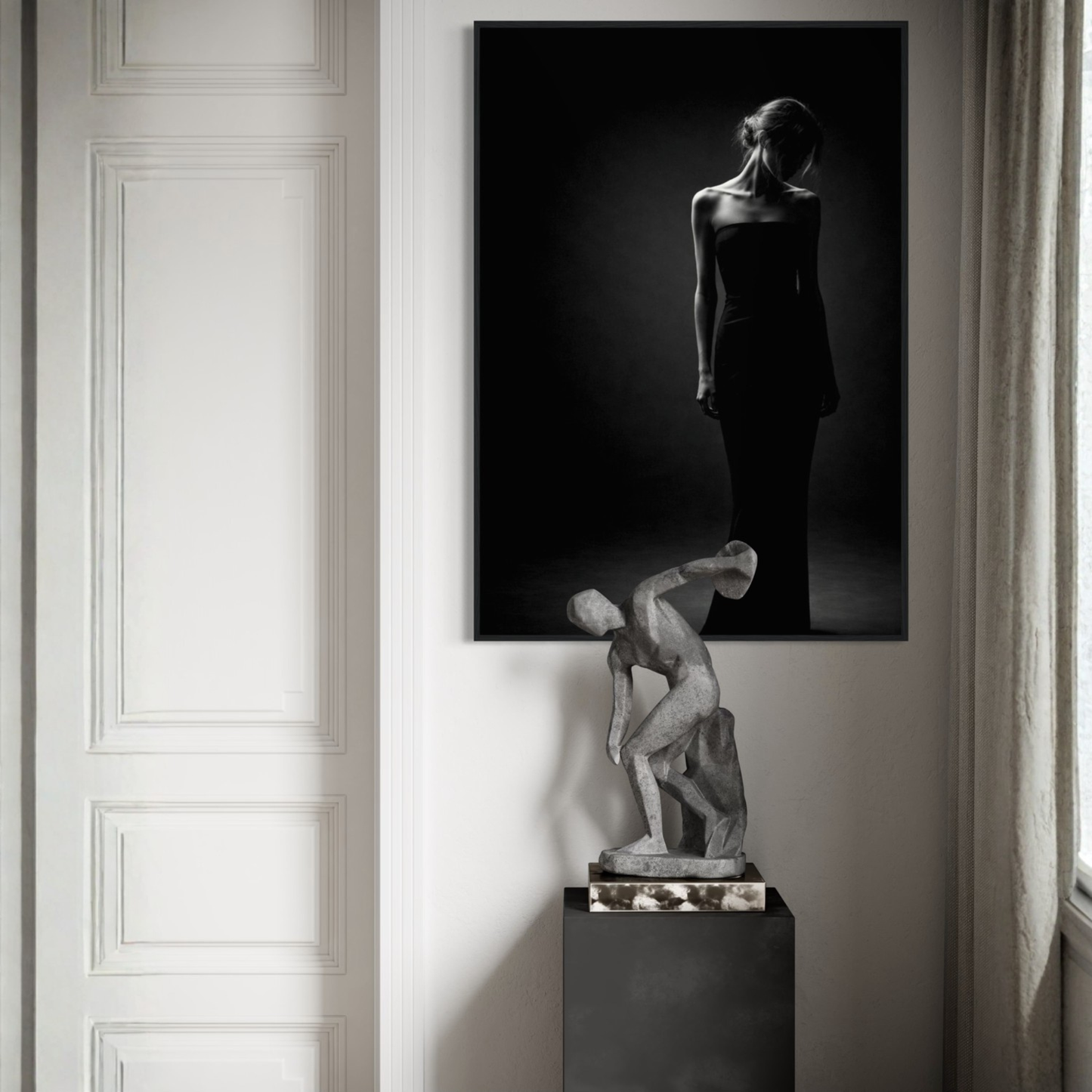 Framed editorial fine art print titled "Muse I — Presence" by LunarHeartCo, featuring abstract artwork on wall display