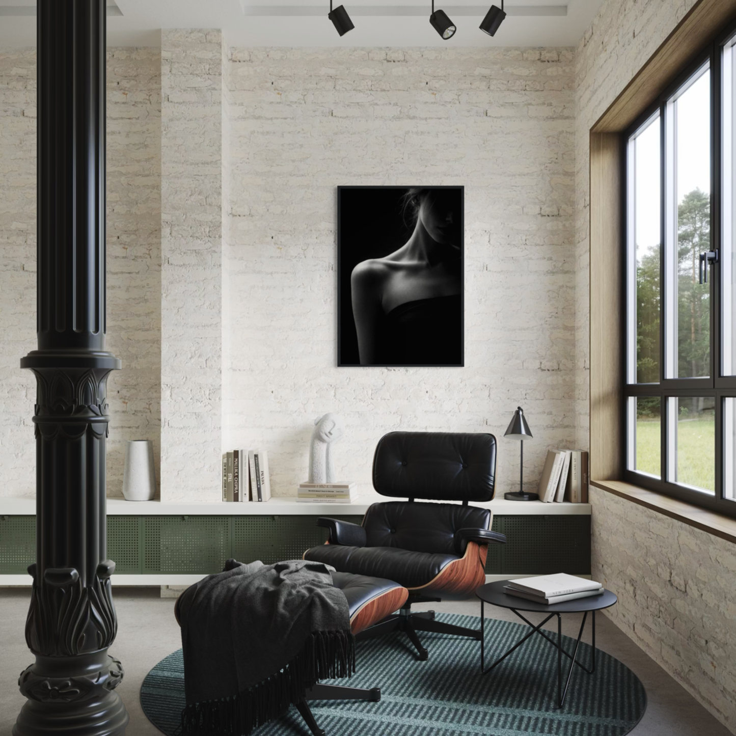 LunarHeartCo Muse II framed fine art print titled "Proximity" showcasing abstract, modern wall art with a sleek black frame.