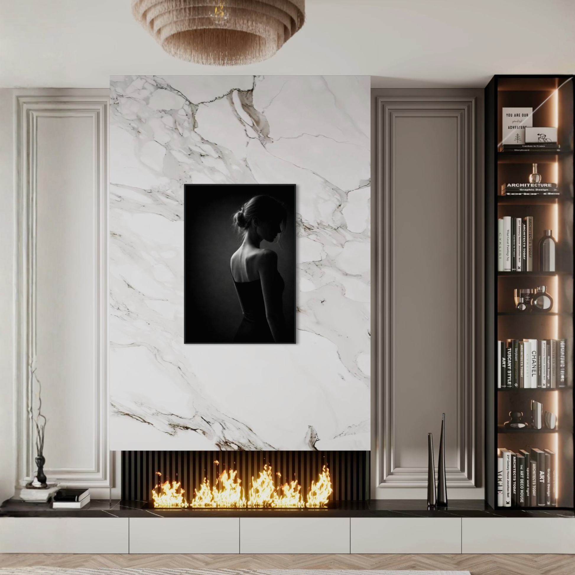 Framed editorial fine art print Muse III by LunarHeartCo, showcasing abstract distance-themed artwork on wall art display.