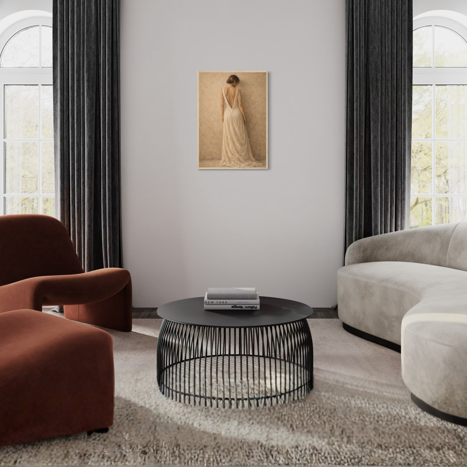 Framed art print titled "STILLNESS, HELD I — Standing" by LunarHeartCo, featuring a serene, minimalist design in a sleek frame.