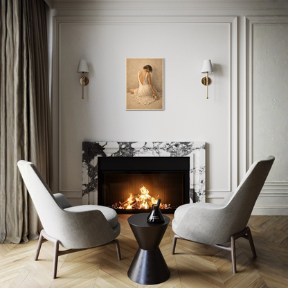 Framed art piece titled STILLNESS, HELD II — Resting by LunarHeartCo, featuring calming abstract design in a sleek frame.