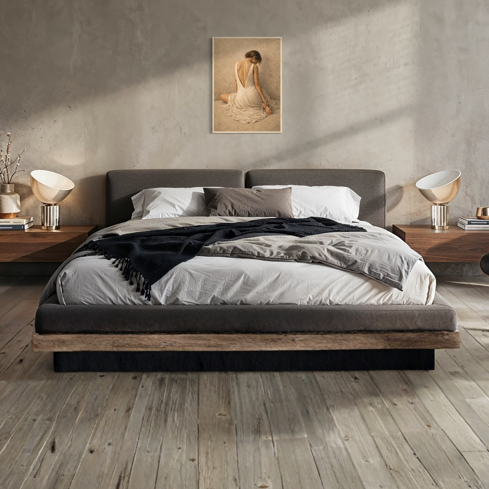 Framed art print titled "STILLNESS, HELD II — Resting" by LunarHeartCo, featuring a serene, abstract design in a sleek frame.